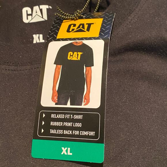 XL Cat Caterpillar Heavy Dozer Machinery Equipment Logo Tee T Shirt Black Yellow - Picture 4 of 5
